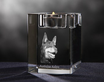 Australian Kelpie - crystal candlestick with dog, souvenir, decoration, limited edition, Collection
