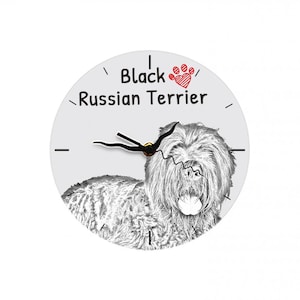 Black Russian Terrier, Free standing MDF floor clock with an image of a dog.