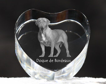 French Mastiff, crystal heart with dog, souvenir, decoration, limited edition, Collection