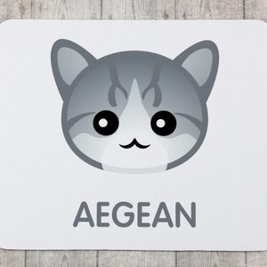 A computer mouse pad with a Aegean cat. A new collection with the cute Art-dog cat
