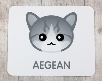 A computer mouse pad with a Aegean cat. A new collection with the cute Art-dog cat