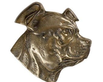 Staffordshire Bullterrier Bust, Cold Cast Bronze Sculpture, Small dog bust, Home and Office Decor, Dog Trophy, Dog Memorial