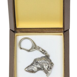 NEW, Deerhound, dog keyring, key holder, in casket, limited edition, ArtDog . Dog keyring for dog lovers