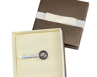 Grey Hound. Tie clip with box for dog lovers. Photo jewellery. Men's jewellery. Handmade
