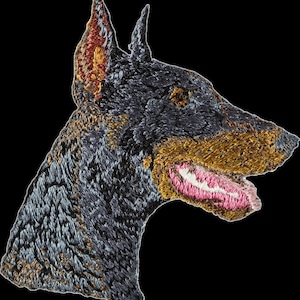 Dobermann - Bordado con una imagen de un perro de raza.