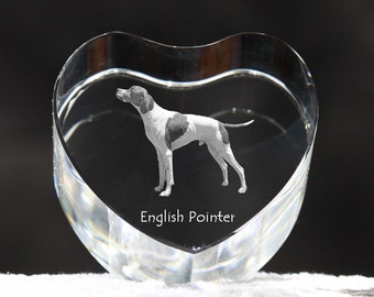 English Pointer, crystal heart with dog, souvenir, decoration, limited edition, Collection