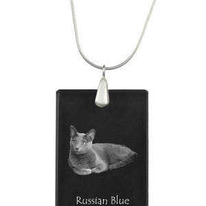 Russian Blue, cat Crystal Pendant, SIlver Necklace 925, High Quality, Exceptional Gift, Collection!