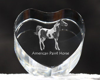 American Paint Horse, crystal heart with horse, souvenir, decoration, limited edition, Collection