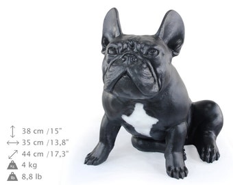 French Bulldog (sitting), black with white, dog natural size statue, limited edition, ArtDog