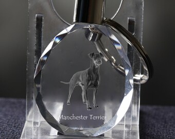 Manchester terrier  , Dog Crystal Keyring, Keychain, High Quality, Exceptional Gift . Dog keyring for dog lovers
