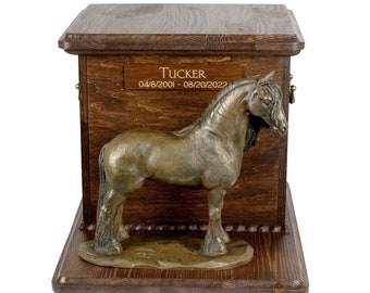 Friesian horse mare Big Urn for Horse Ashes, Cutomizable urn, Urn for horse with statue, Horse memorial with sculpture