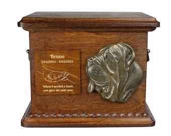 Mastino Napoletano Urn for Dog Ashes, Personalized Memorial with Relief, Pet’s Name and Quote, Custom urn for dog's ashes
