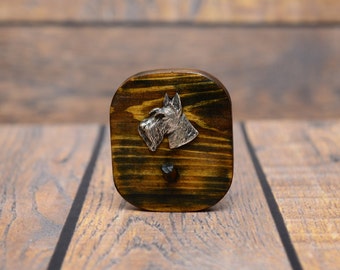 Scottish Terrier- Unique wooden hanger with a relief of a purebred dog. Perfect for a collar, harness or leash.