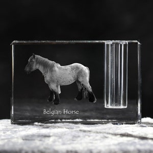 Belgian horse, Belgian draft horse , crystal pen holder with horse, souvenir, decoration, limited edition, Collection