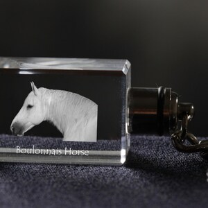 Boulonnais , Horse Crystal Keyring, Keychain, High Quality, Exceptional Gift