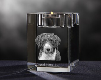 Spanish Water Dog - crystal candlestick with dog, souvenir, decoration, limited edition, Collection