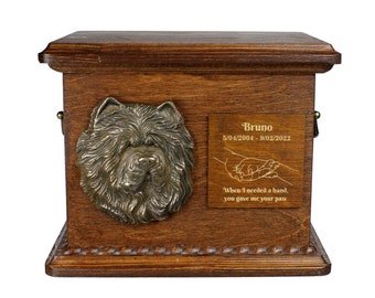 Chow chow Urn for Dog Ashes, Personalized Memorial with Relief, Pet’s Name and Quote, Custom urn for dog's ashes