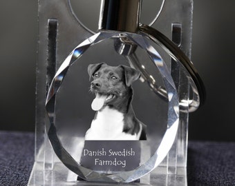 Danish Swedish Farmdog   , Dog Crystal Keyring, Keychain, High Quality, Exceptional Gift . Dog keyring for dog lovers