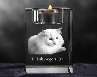 Turkish Angora, crystal candlestick with cat, souvenir, decoration, limited edition, Collection