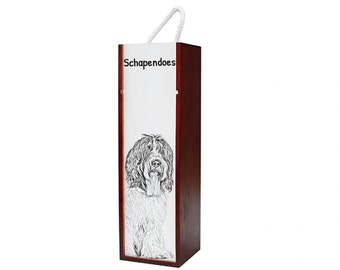 Schapendoes - Wine box with an image of a dog.