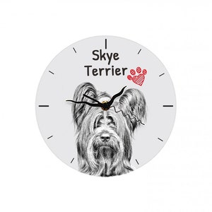 Skye terrier, Free standing MDF floor clock with an image of a dog.