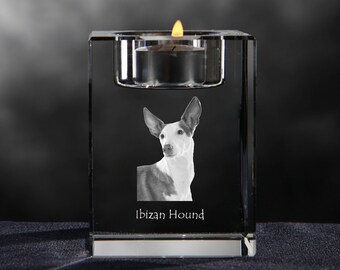 Ibizan Hound, crystal candlestick with dog, souvenir, decoration, limited edition, Collection