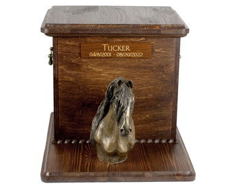 Friesian horse Big Urn for Horse Ashes, Cutomizable urn, Urn for horse with statue, Horse memorial with sculpture