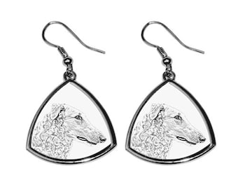 Borzoi, Russian Wolfhound, collection of earrings with images of purebred dogs, unique gift