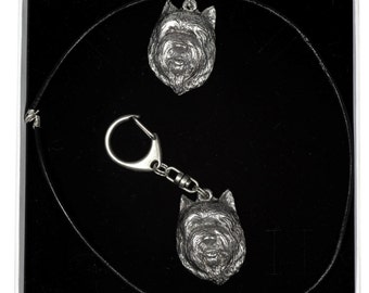 NEW, Cairn Terrier (front), dog keyring and necklace in casket, ELEGANCE set, limited edition, ArtDog . Dog keyring for dog lovers