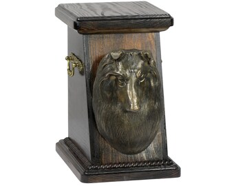Urn for dog’s ashes with a Shetland Sheepdog, Sheltie ART-DOG Cremation box, Custom urn. Cremation box, Custom urn.