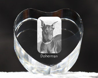 Dobermann, crystal heart with dog, souvenir, decoration, limited edition, Collection