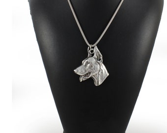 Collar Dóberman, colgante de perro plateado con cadena de plata 925, regalo para amantes de perros, Art-Dog