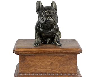 French Bulldog Urn for Dog Ashes, Personalized Memorial with Statue, Urn with Sculpture, Urn for dog's ashes