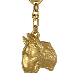Bull Terrier (medallón plana), 999 milésimas, llavero perro, un llavero, una edición limitada, ArtDog