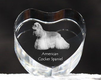 American Cocker Spaniel, crystal heart with dog, souvenir, decoration, limited edition, Collection