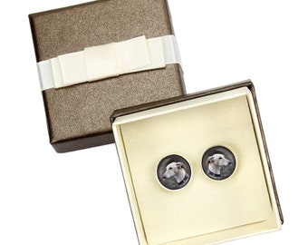 Grey Hound. Cufflinks with box for dog lovers. Photo jewellery. Men's jewellery. Handmade