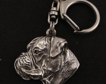 Boxer (uncropped¬ cut), dog keyring, keychain, limited edition, ArtDog . Dog keyring for dog lovers