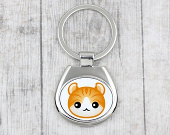A key pendant with American Curl cat. A new collection with the cute Art-dog cat