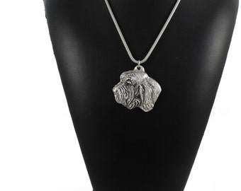 NEW, Basset Vendeen (Petit Basset Griffon Vendéen), dog necklace, silver cord 925, limited edition, ArtDog