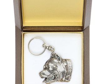 NEW, Pit Bull, dog keyring, key holder, in casket, limited edition, ArtDog . Dog keyring for dog lovers