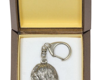 NEW, Lhasa Apso, dog keyring, key holder, in casket, limited edition, ArtDog . Dog keyring for dog lovers