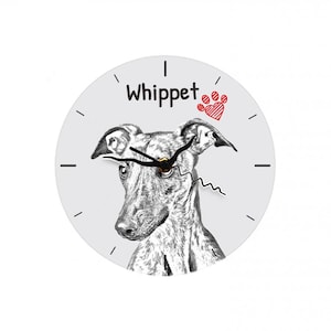 Whippet, Free standing MDF floor clock with an image of a dog.