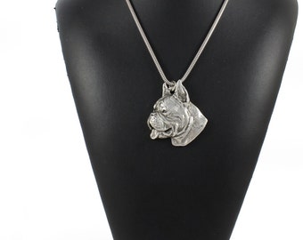 NEW, Boxer (cropped&pointed ears), German Boxer, Deutscher Boxer, dog necklace, silver cord 925, limited edition, ArtDog