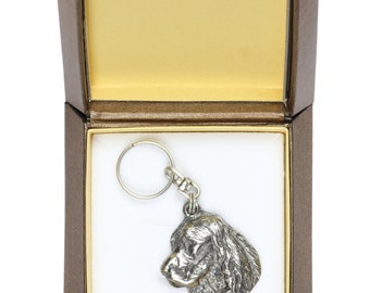 NEW, Springer Spaniel, dog keyring, key holder, in casket, limited edition, ArtDog . Dog keyring for dog lovers