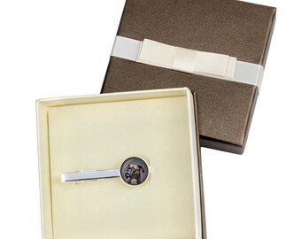Boxer uncropped. Tie clip with box for dog lovers. Photo jewellery. Men's jewellery. Handmade
