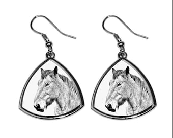 Ardennes horse, collection of earrings with images of purebred horses, unique gift. Collection!
