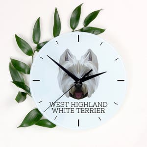 A clock with a West Highland White Terrier dog. A new collection with the geometric dog