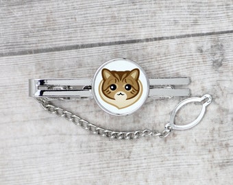 A tie pin with a Siberian cat. Men’s jewelry. A new collection with the cute Art-dog cat