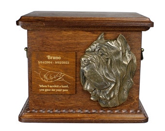 Mastino Napoletano Urn for Dog Ashes, Personalized Memorial with Relief, Pet’s Name and Quote, Custom urn for dog's ashes