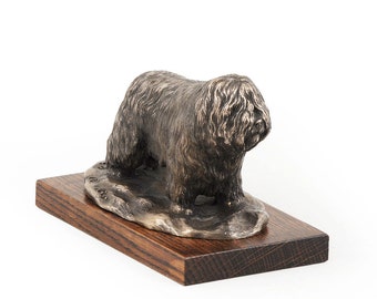 Polish Lowland Sheepdog, dog wooden base statue, limited edition, ArtDog